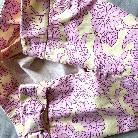 Tibi Capris Floral Ankle Cropped Zipper Pants in Pink and Ivory Size 4 - Picture 11 of 12